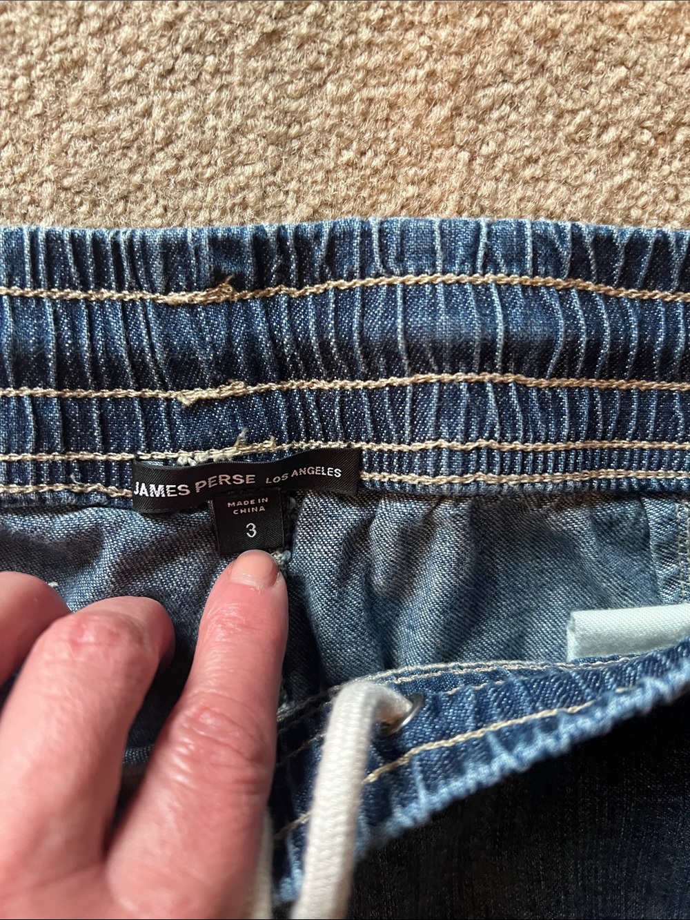 James Perse Denim Cargo Pants Full‑Length Relaxed Fit Drawstring Waist Size 3 - Picture 3 of 16